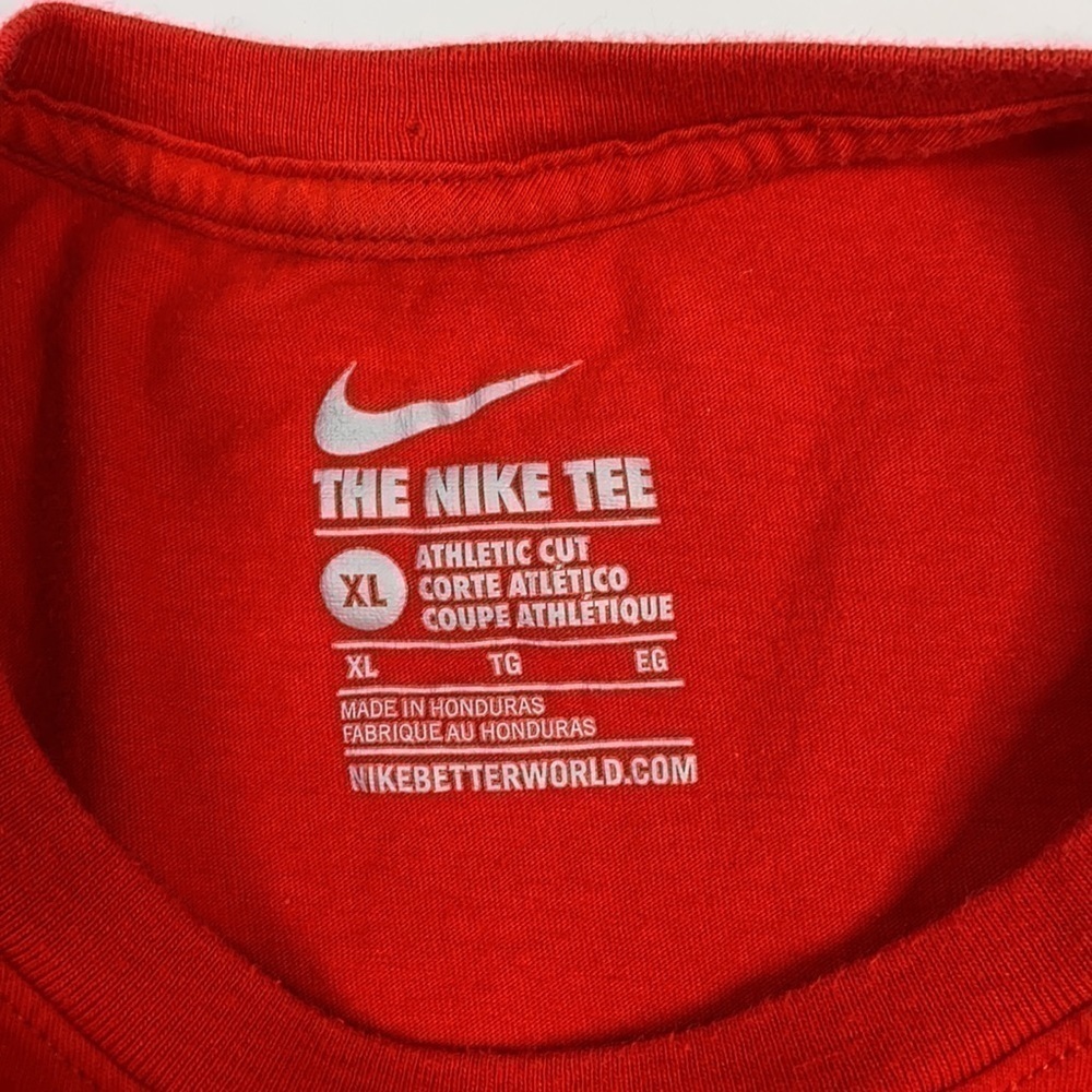 Nike Red Black Swoosh Just Do It Athletic Cut Tshirt XL - Picture 6 of 6